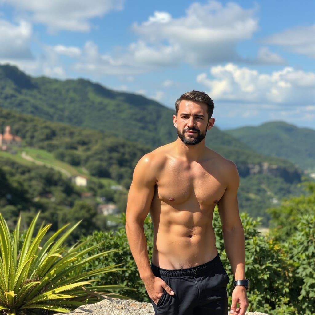 Sexy Male Figure in a Strong Pose