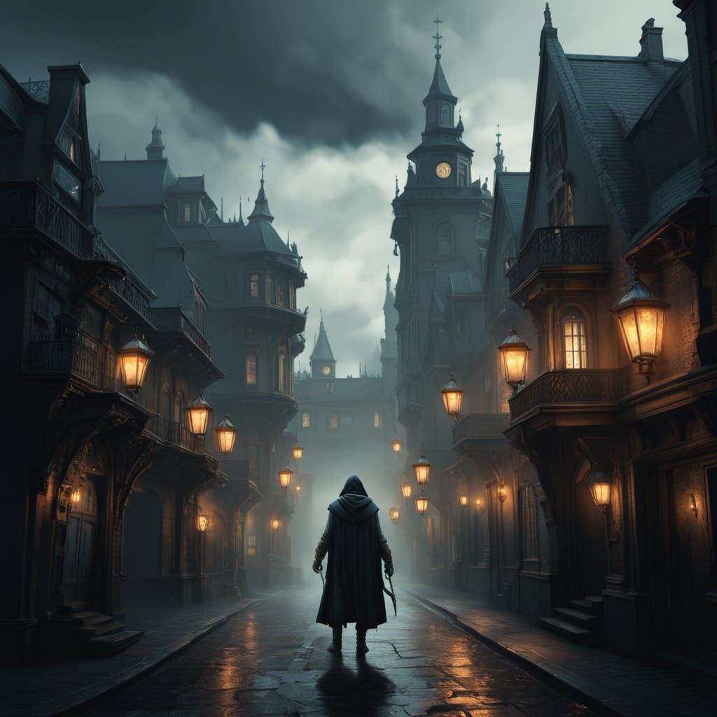 Troll Assassin Leaps in Gaslamp City, Steampunk Noir