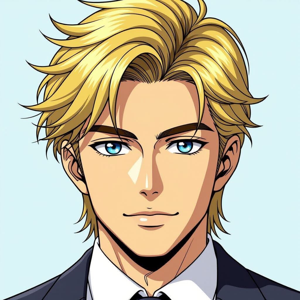 Handsome Blonde Anime Man: Manga Portrait