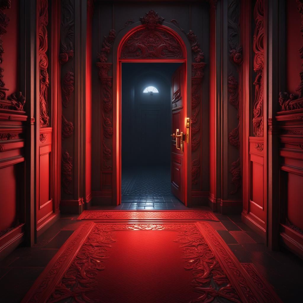 Red Door Opens to Darkness: Fantasy Concept Art