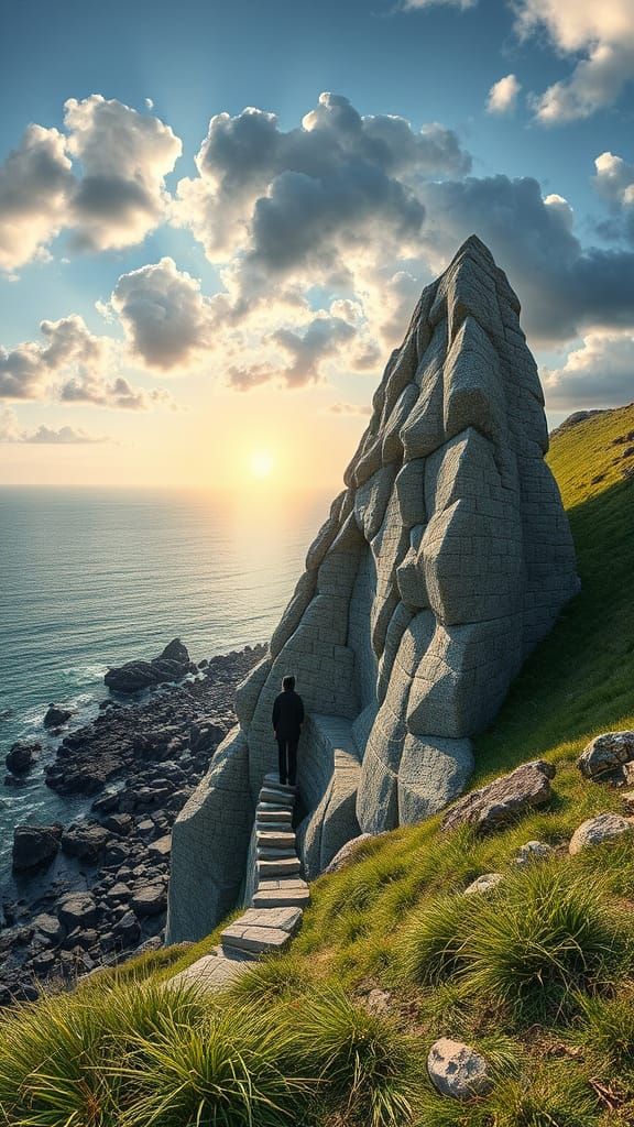 Tempestuousness in a Rock Lace Pebble 3D Collage Sculpture U...