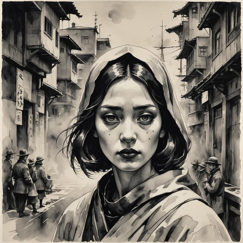 Monochromatic Sister: A Film Noir Fantasy in Watercolor