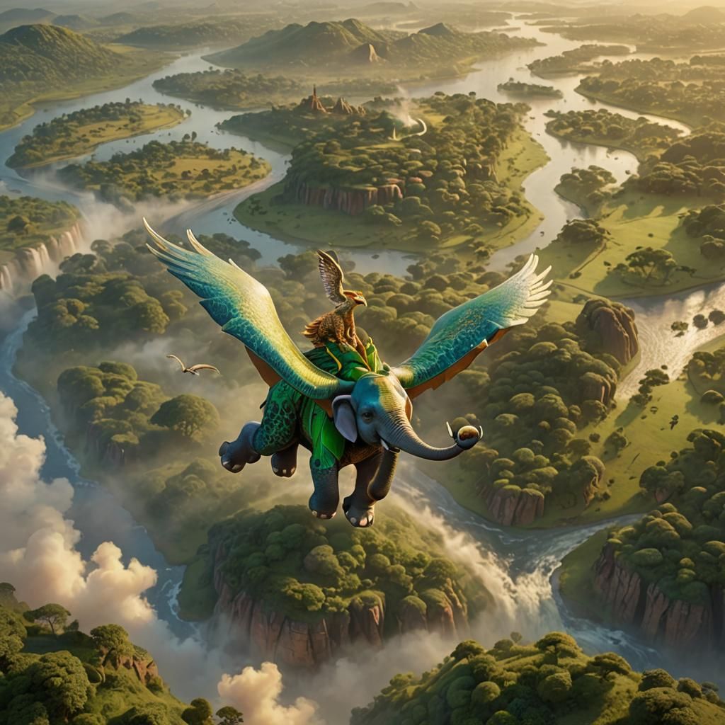 Friendly African Dragon Soaring Over Lush Landscape