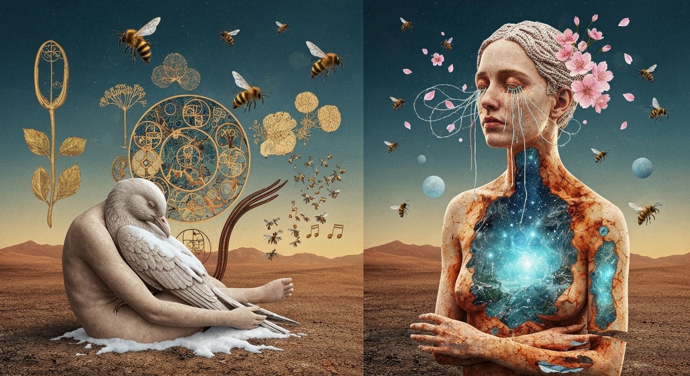 Bio Art Collage of Rebel in Moonlit Forest