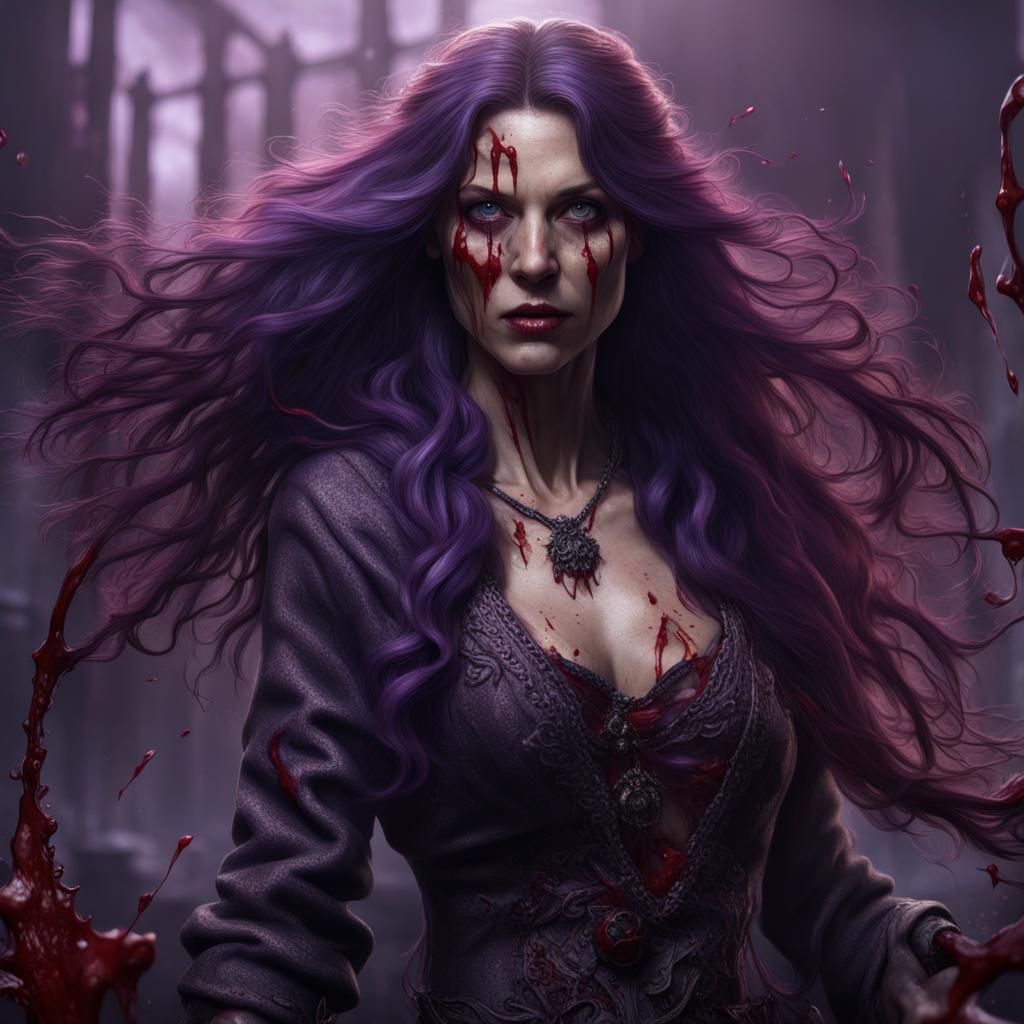 Detailed Purple Haired Woman in Fantasy Art