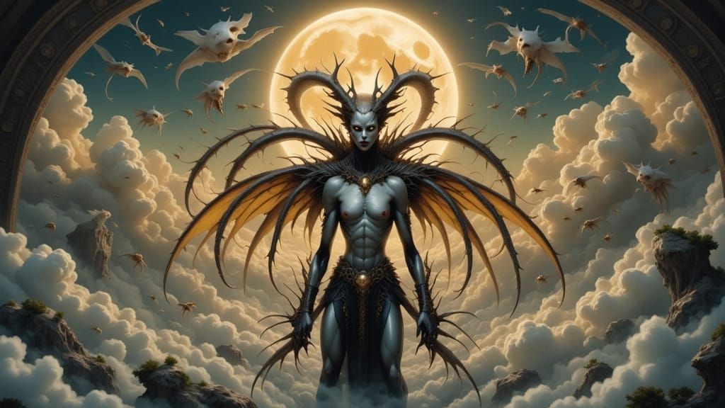 Insect Reptile Hybrids Under Golden Moon