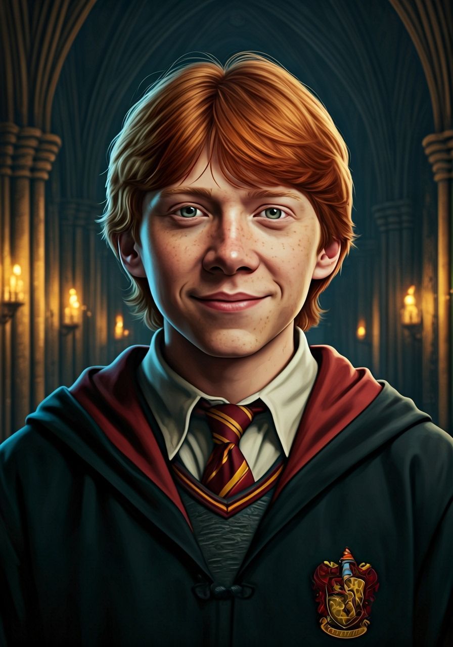 Ron Weasley in Hogwarts Hallway: Fantasy Concept Art