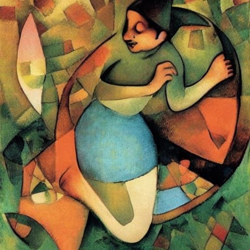 Mouse Fairy Stealing Grains: Serebriakova and Klee Style