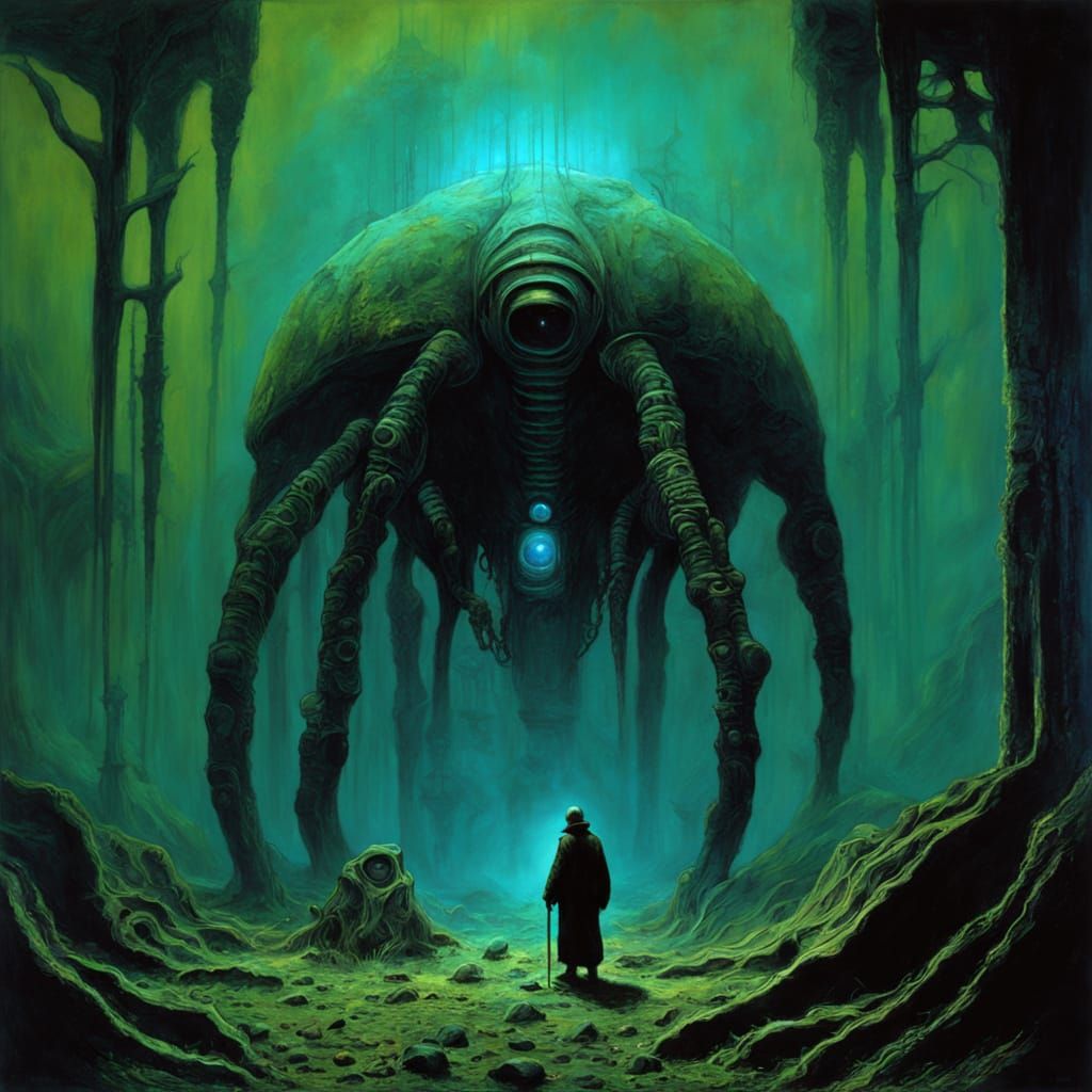 Bioluminescent Flora Documented by Spectral Botanist in Dark...