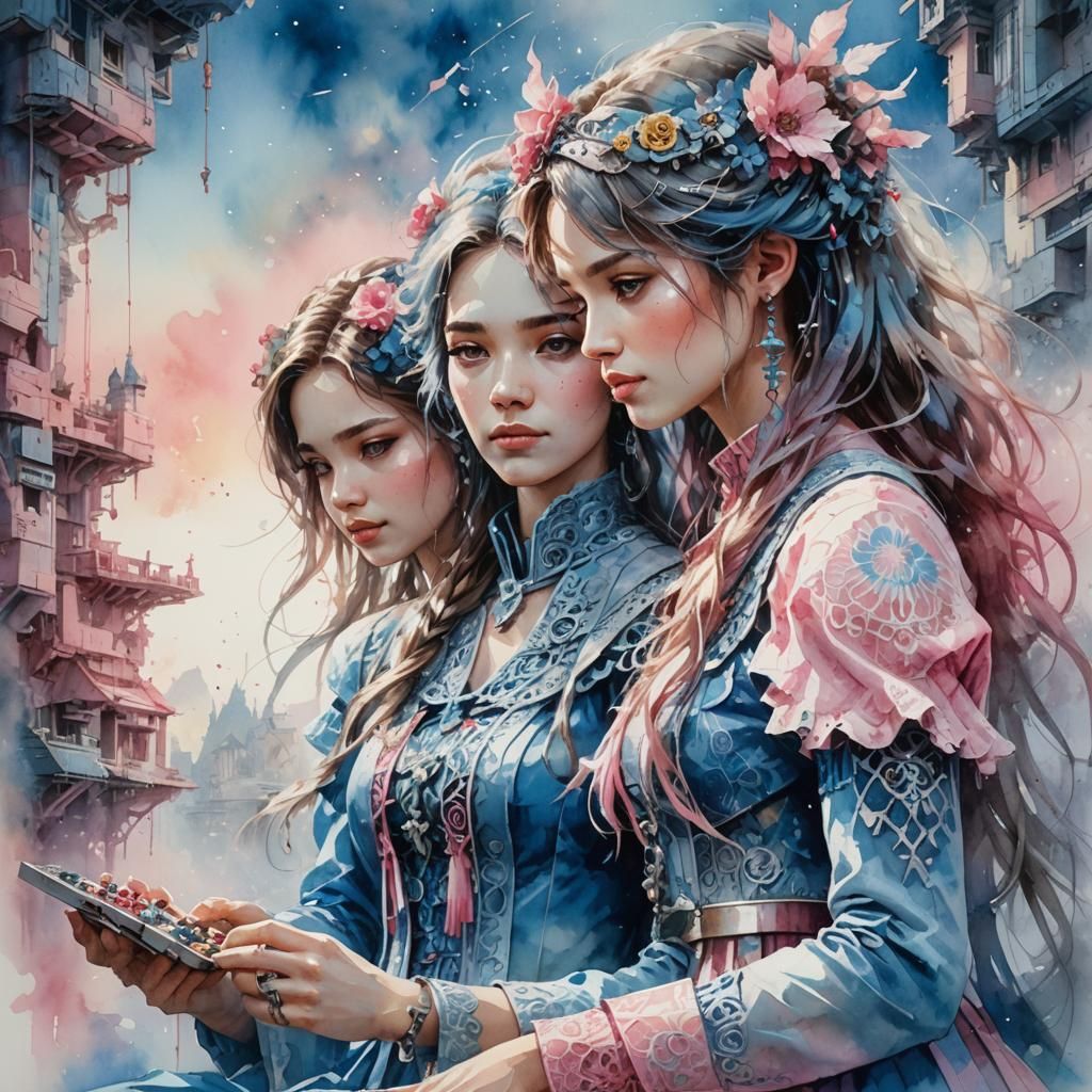 Playing with their legos.