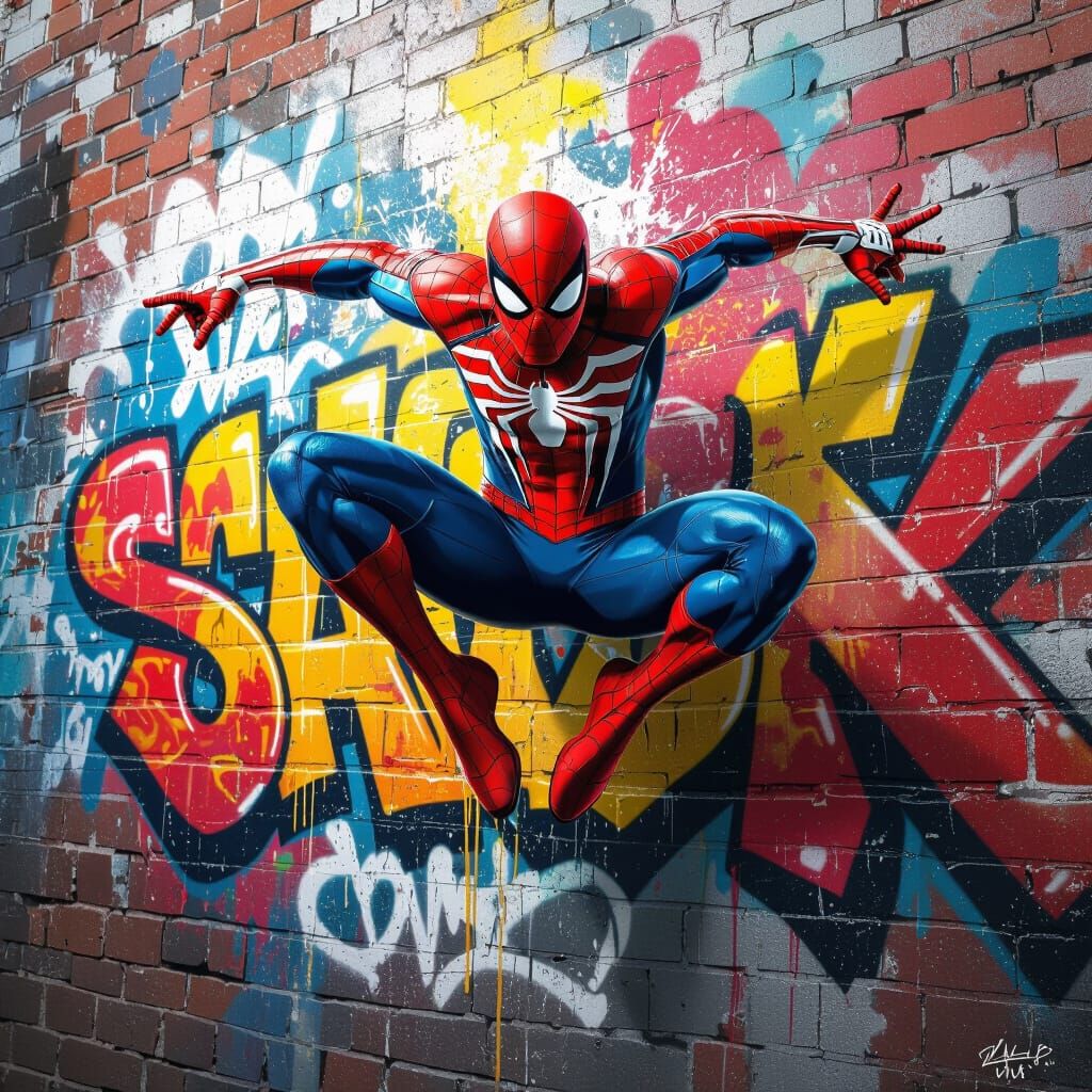 Spider-Man in Dynamic Graffiti Art Style