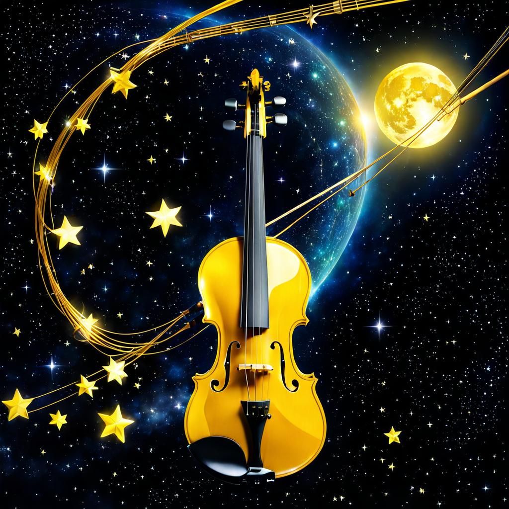 Yellow Violin Creates Harmony Among the Stars
