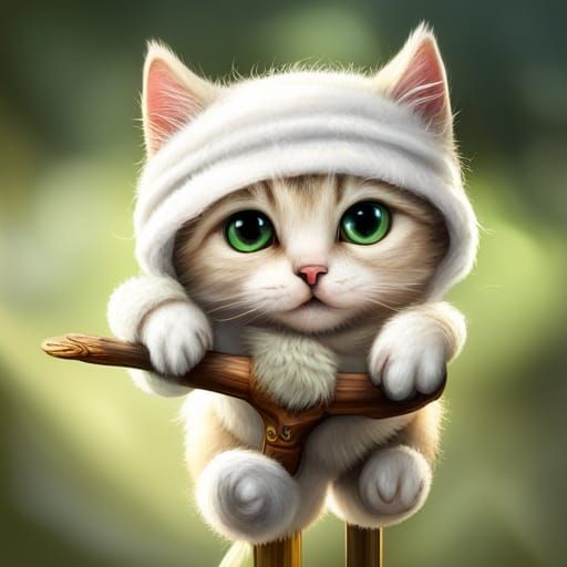 Armored Chibi Kitten: A Digital Fantasy Portrait