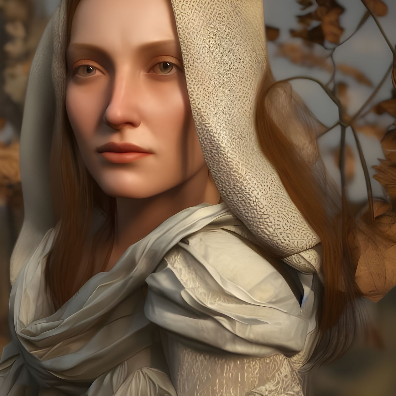 Renaissance Woman Portrait in Soft Sunset Light