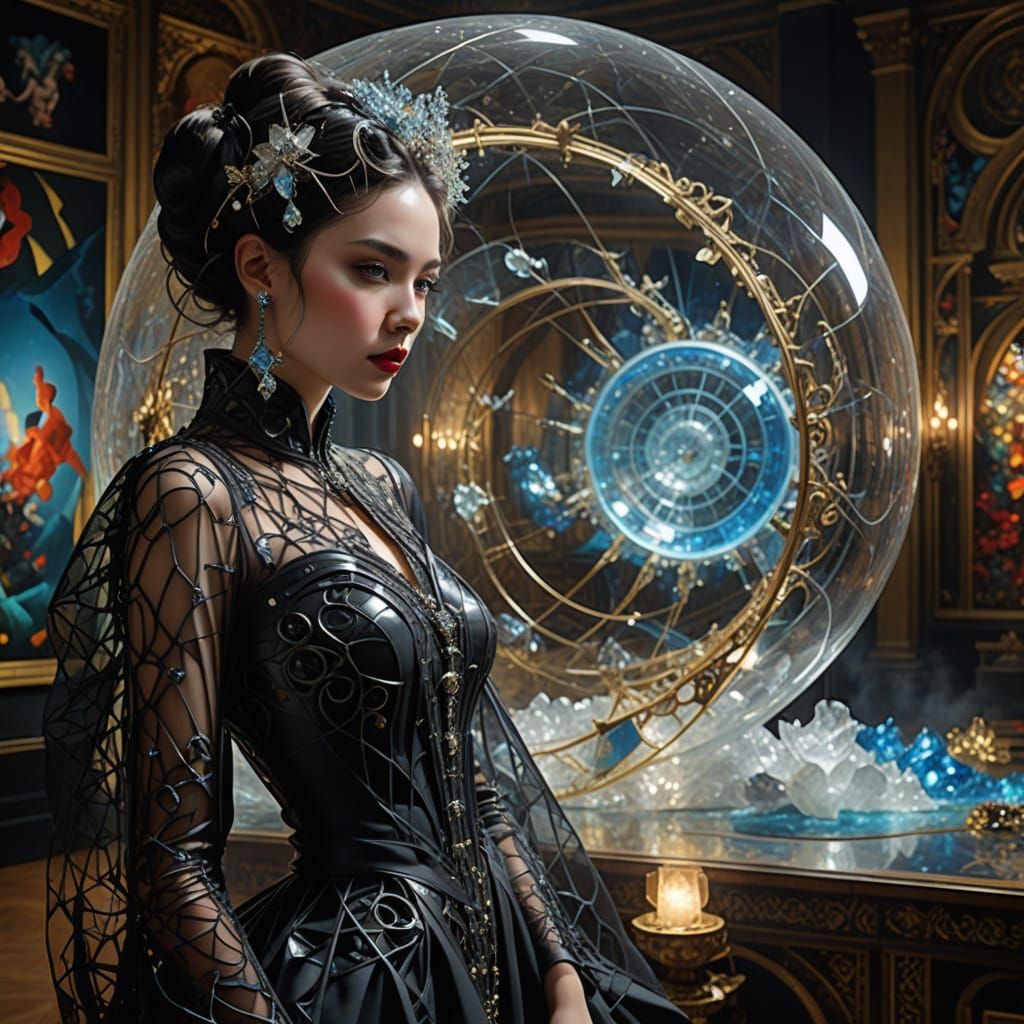 Ghostly Demons in Crystal Latticework: Optical Illusion Art