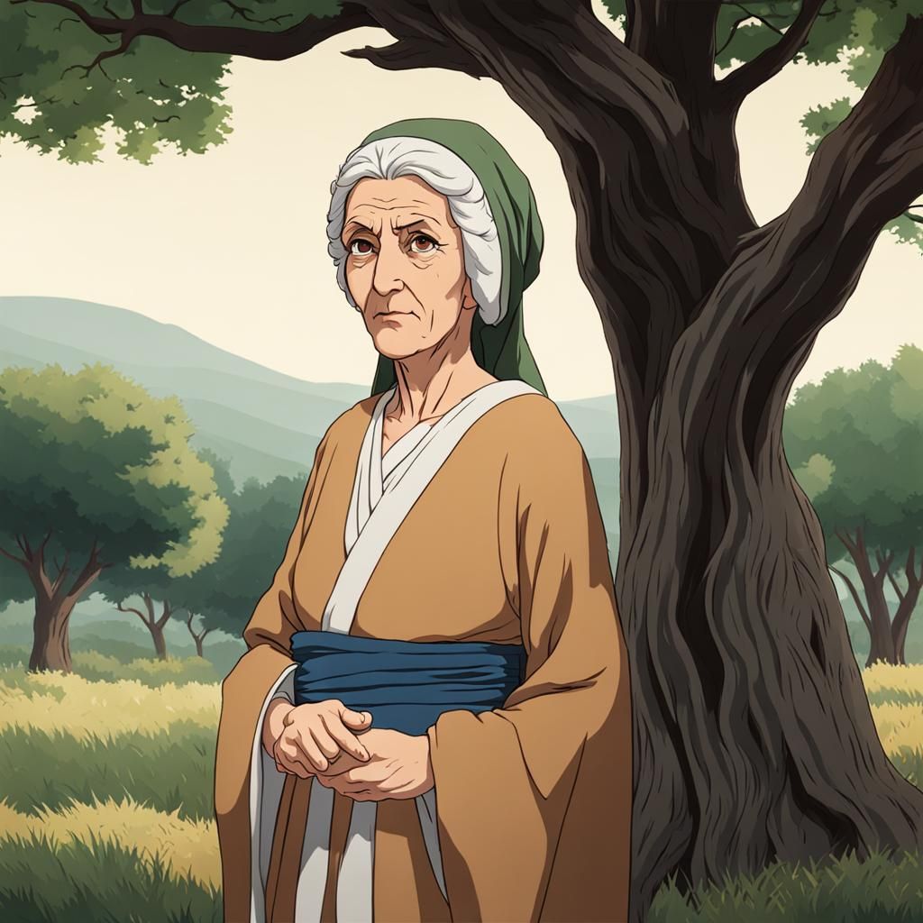 Anime Portrait of Aging Greek Peasant Woman