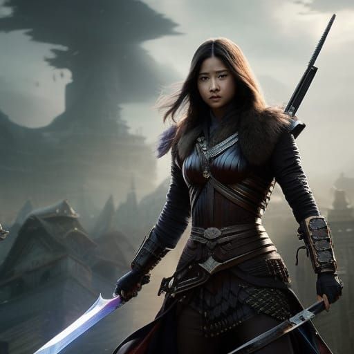 K-Pop Girls Knife Fight: Dark Fantasy Art