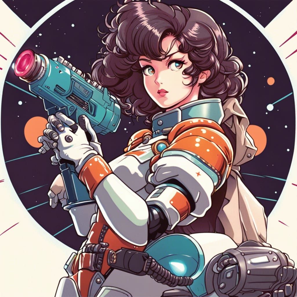 Retro 80s Astro Girl in Anime Style