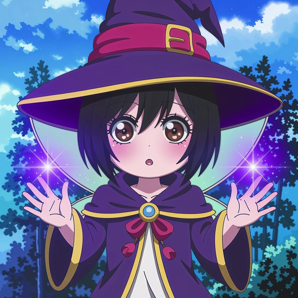 Cute Fairy Witch with Sparkling Magic, Fantasy Art