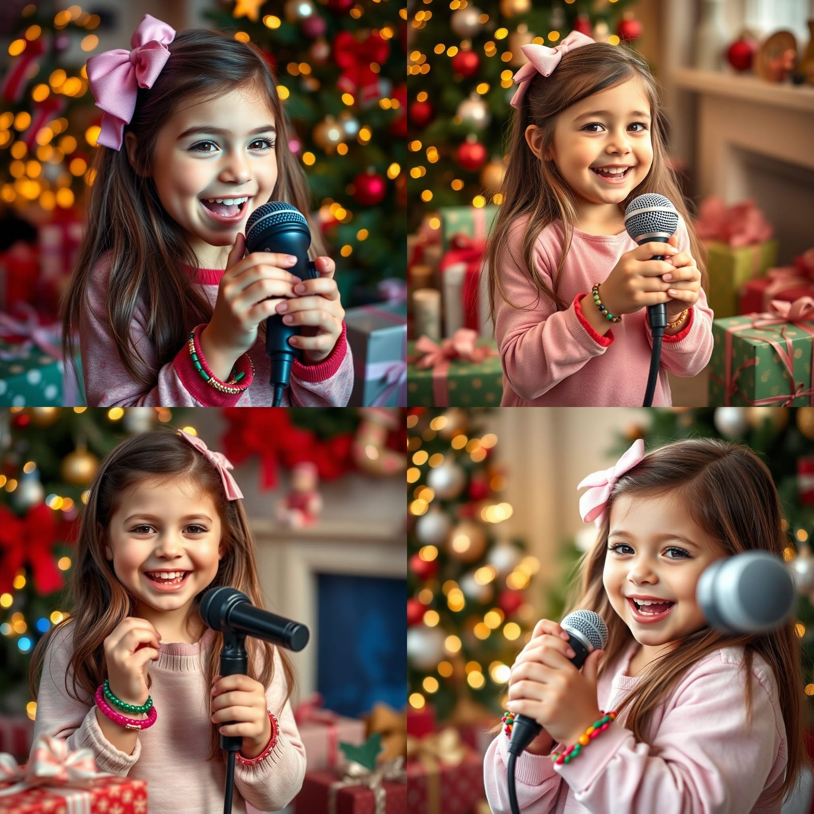 Excited Girl Singing on Christmas Morning