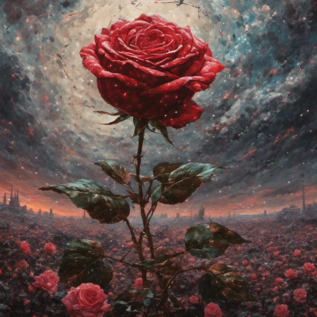 Rose in Battlefield: Melancholic Painting