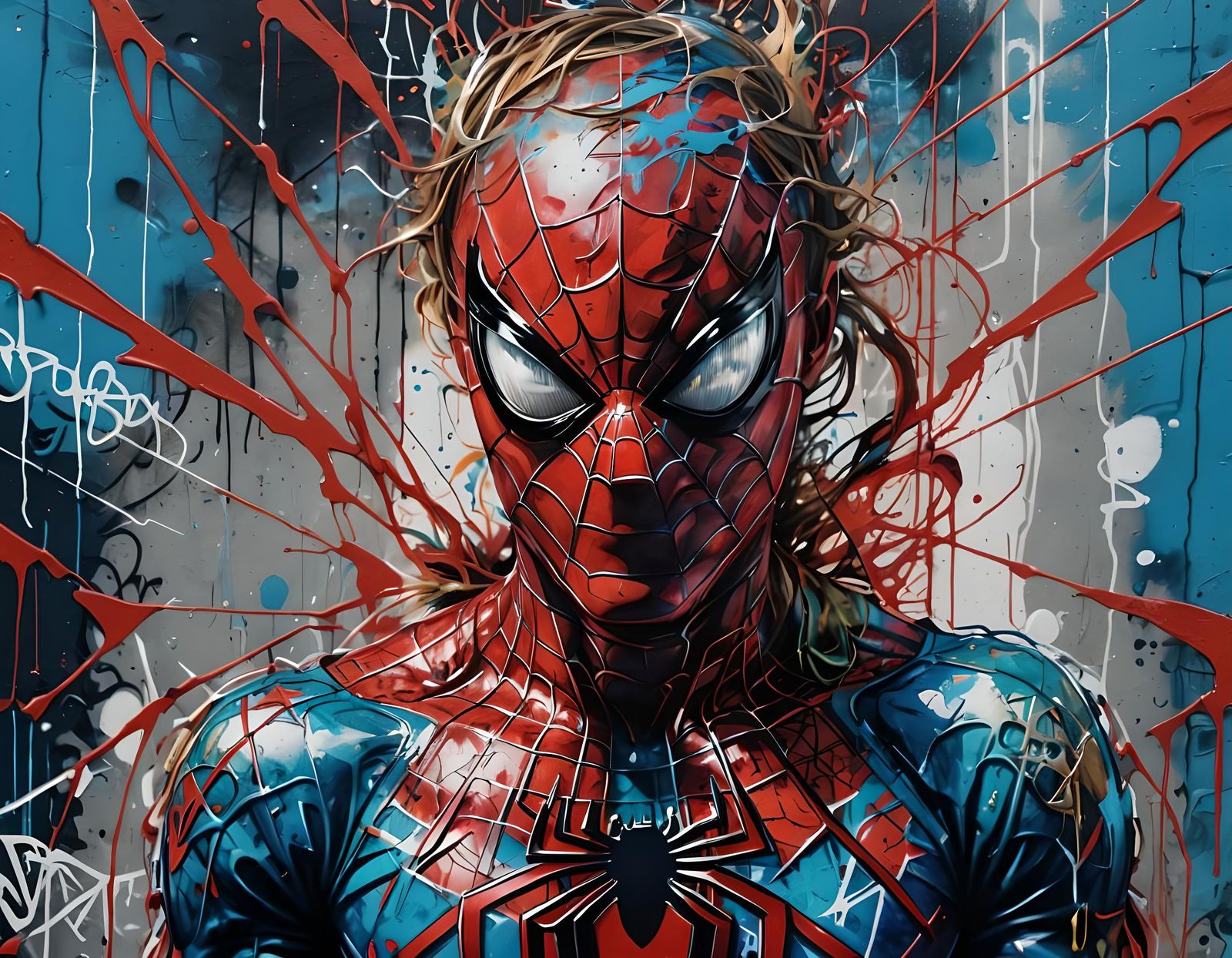 Spiderman Graffiti Art Close-Up Painting