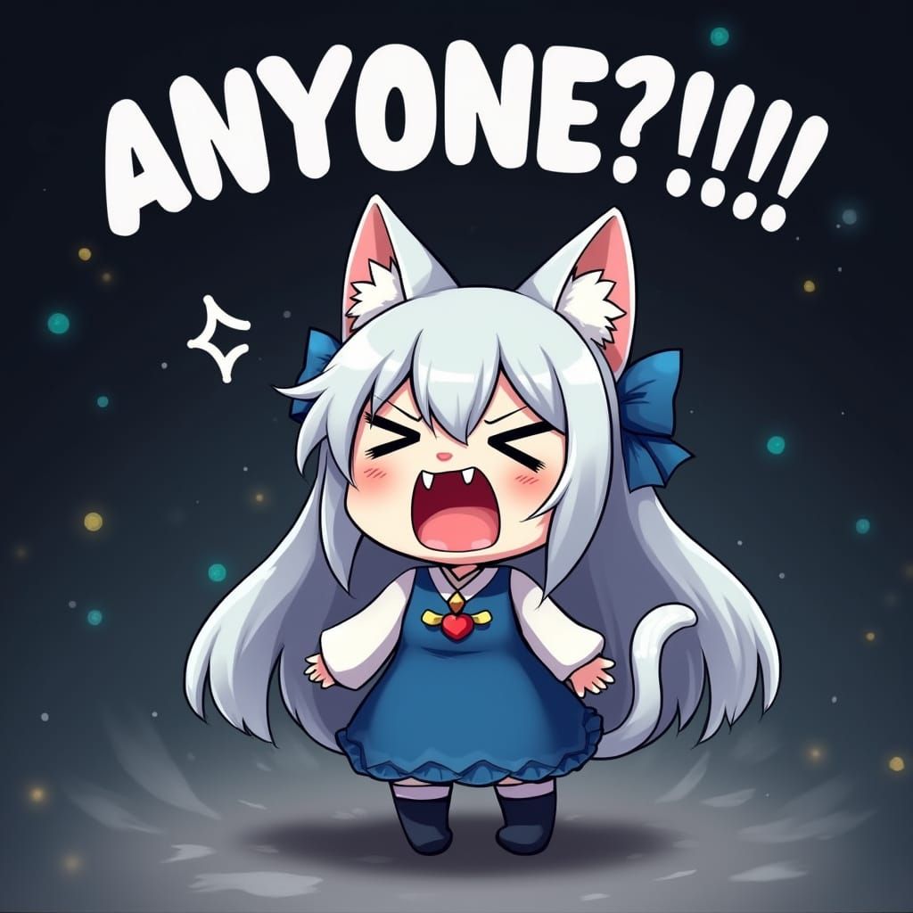 Cute Anime Catgirl's Desperate Cry in Dark Fantasy