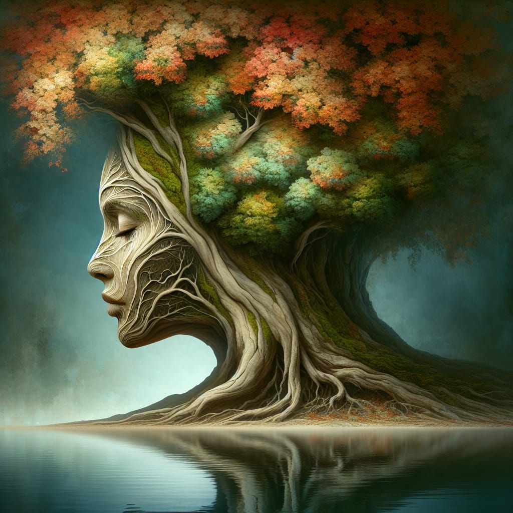 Surreal Ancient Tree Becomes Serene Woman