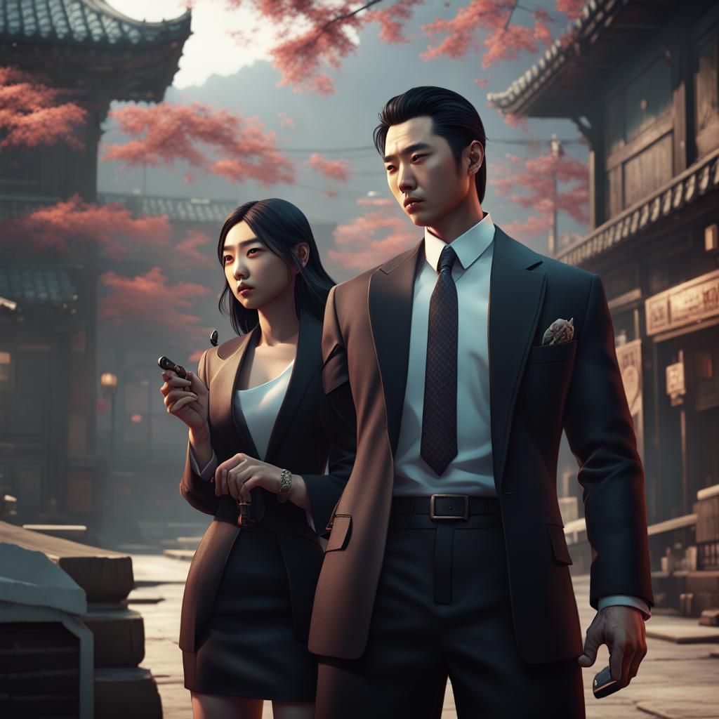Korean Mafia Boss in Detailed Matte Painting