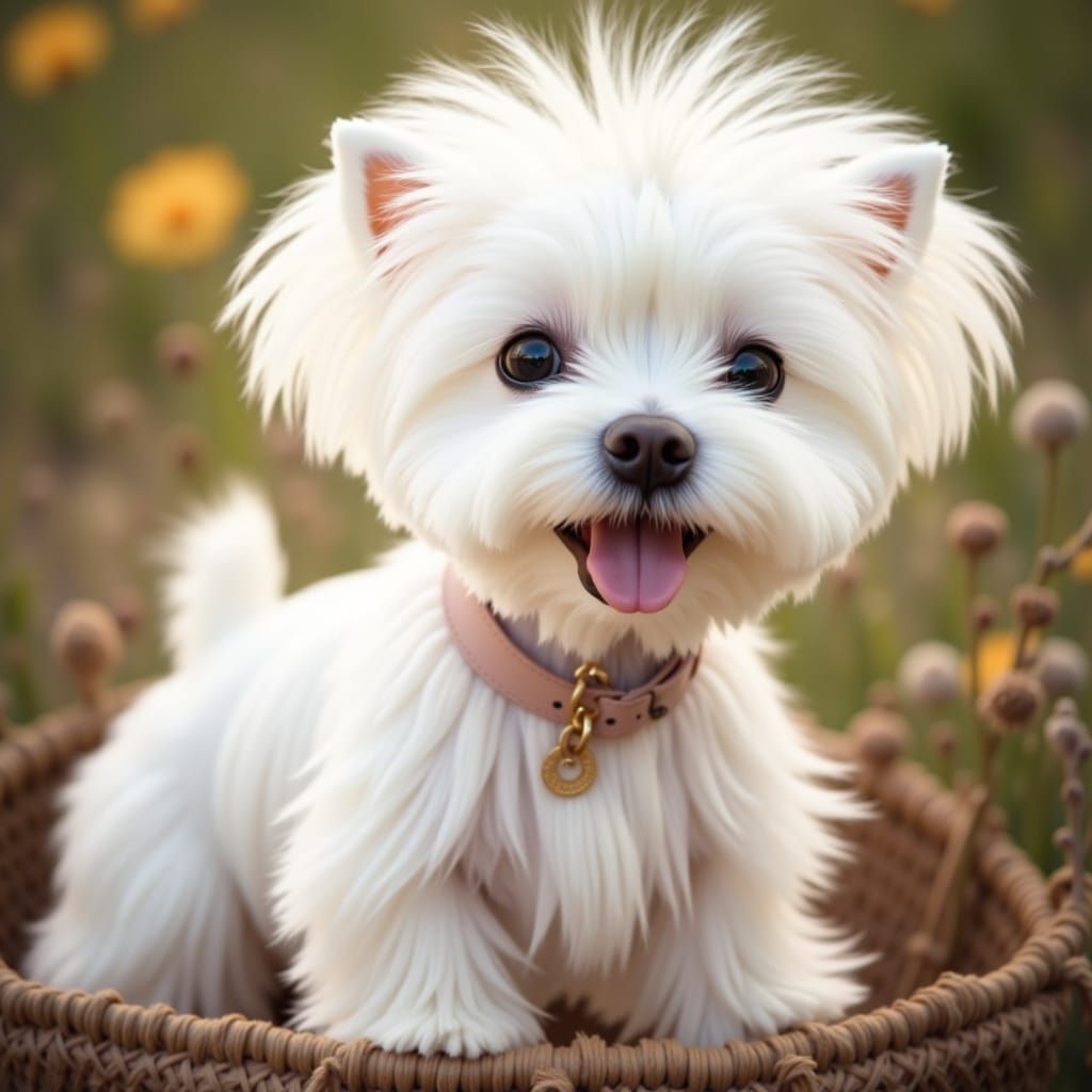 Realistic Portrait of a Beautiful Maltese Dog
