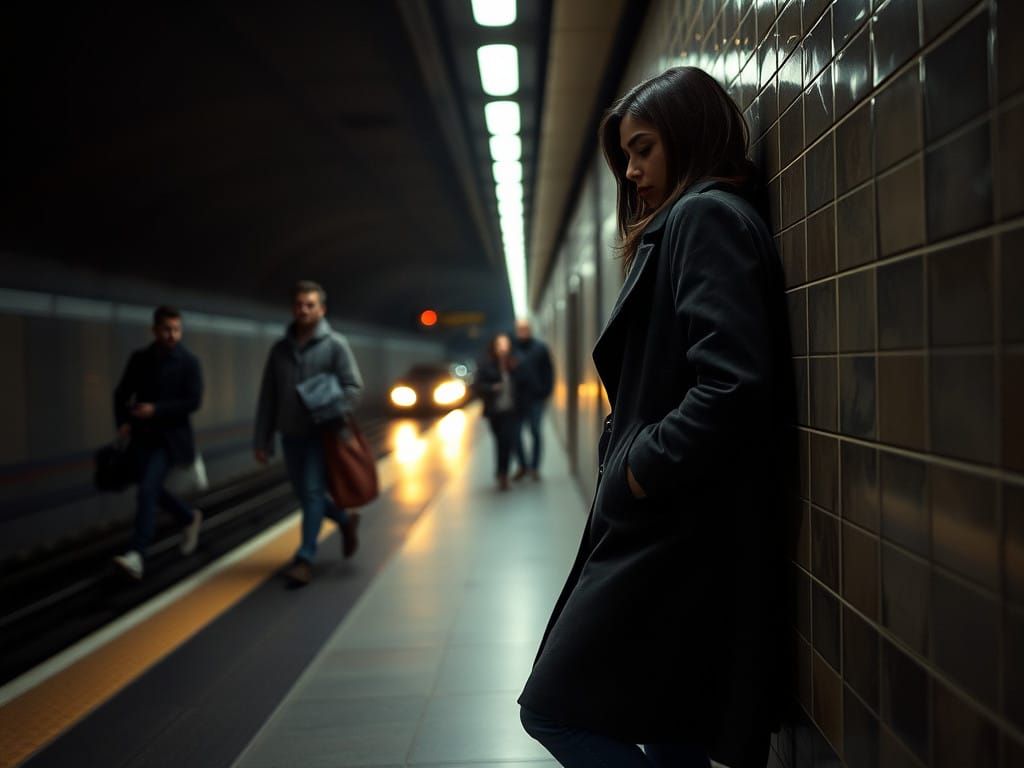 Subway Reflections in Moody Light