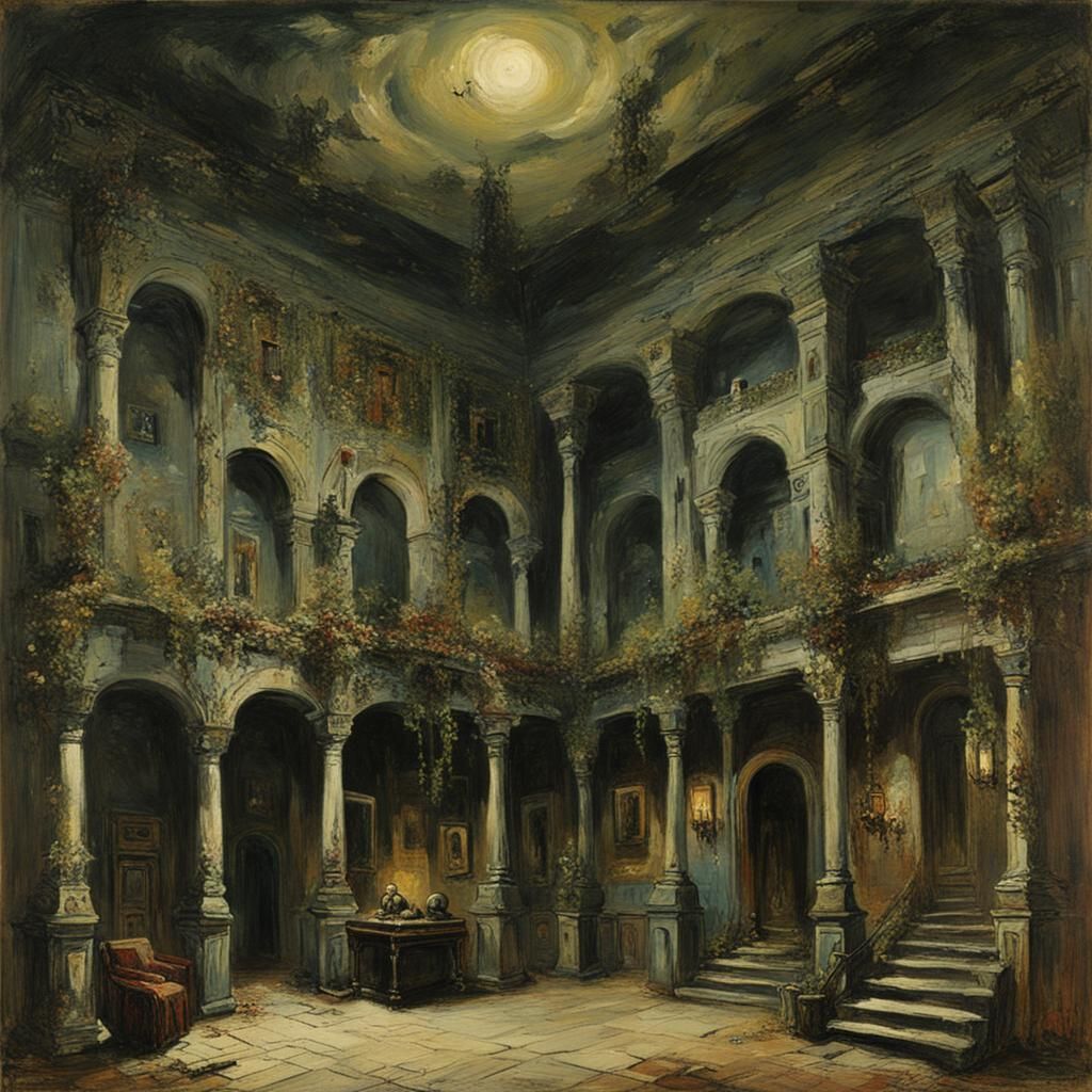 Haunted Turkish Mansion in Ashcan Style