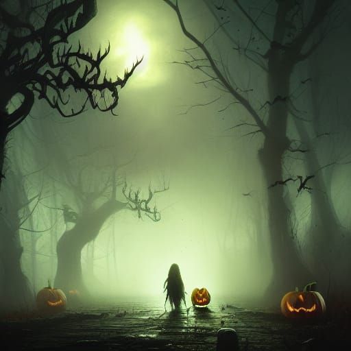 Zombie Animals Halloween in Dark Fantasy Style