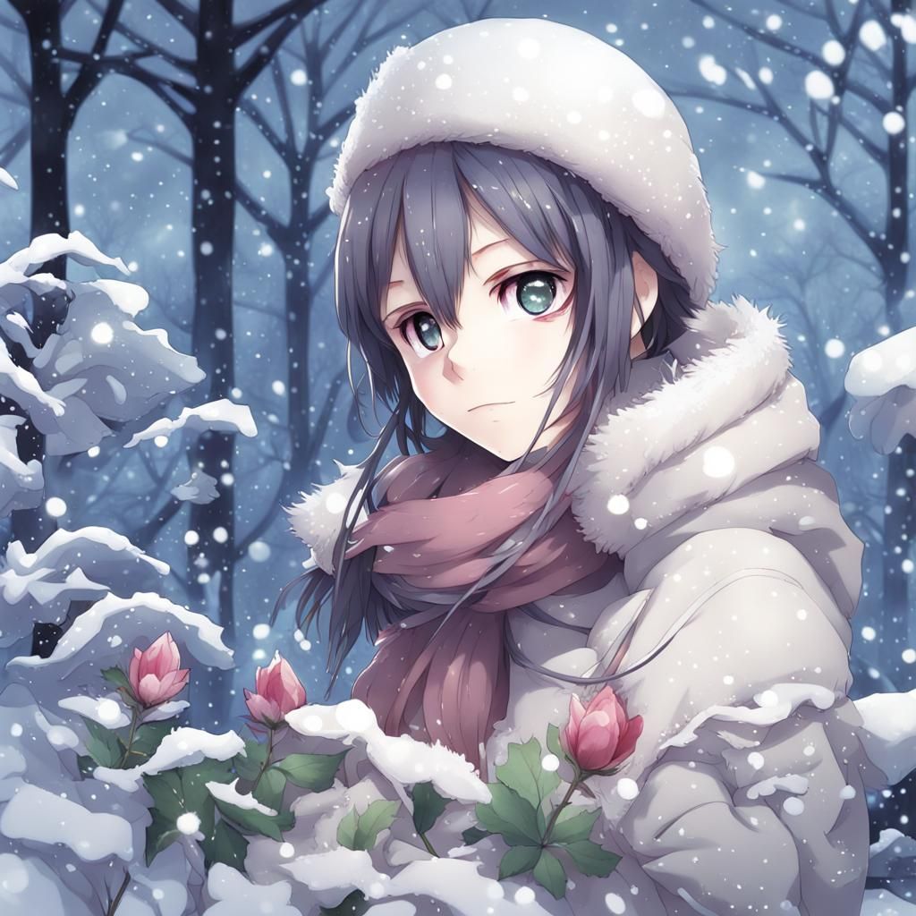 Anime Style Winter Flowers Key Visual