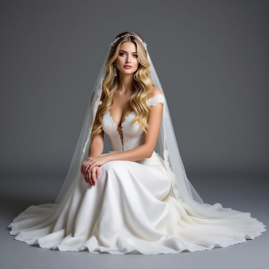 Twilight Bride in Glimmering White Wedding Dress