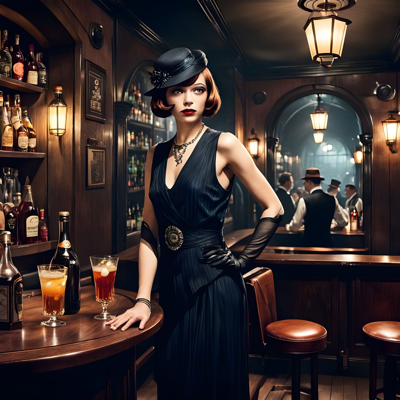 1920s Speakeasy in Dark Setting