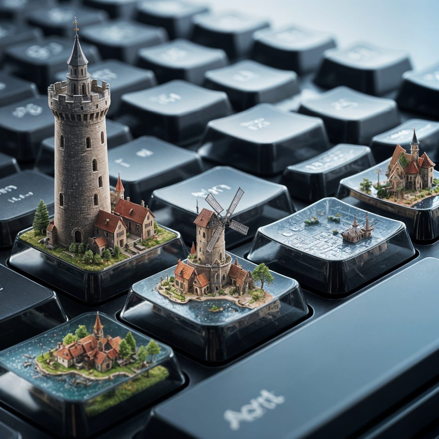 Crystal Keyboard Keys Reveal Tiny Worlds