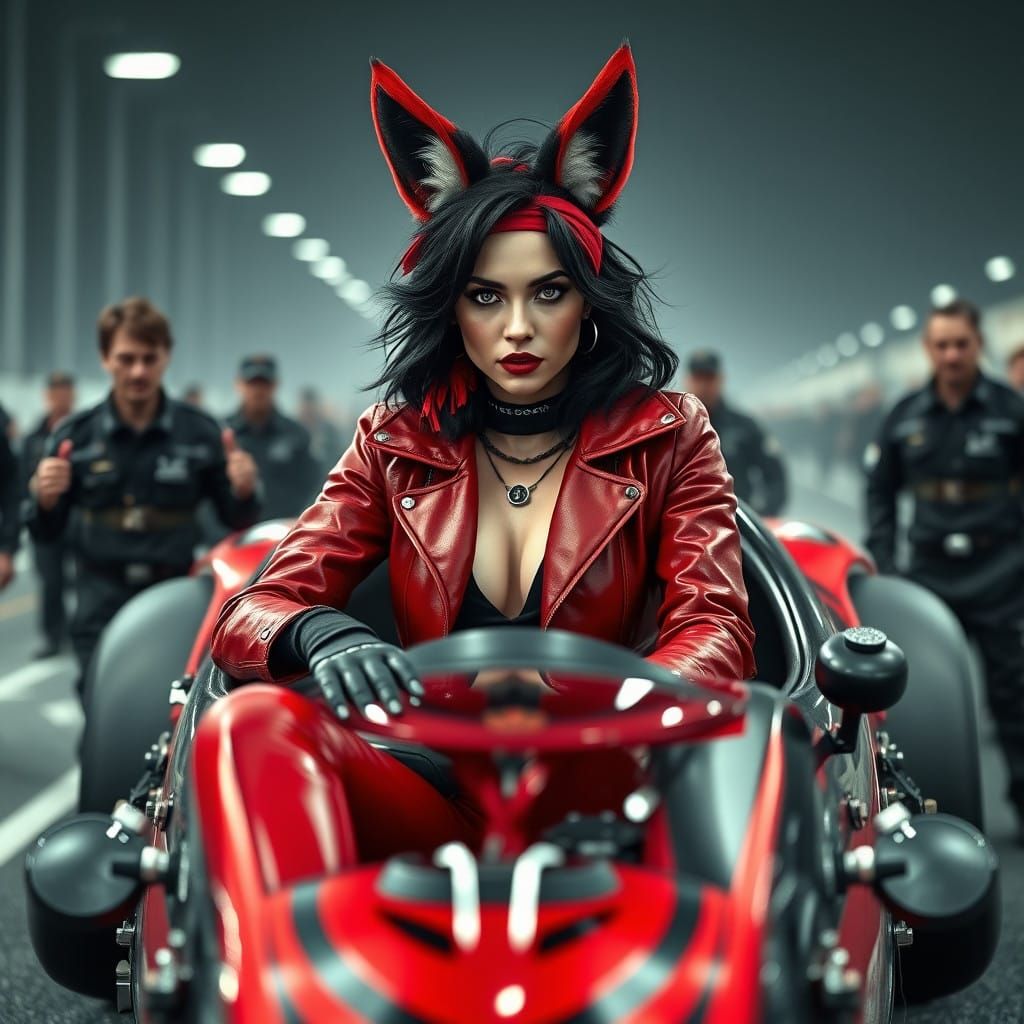 Goth Queen in High-Octane Automotive Elegance