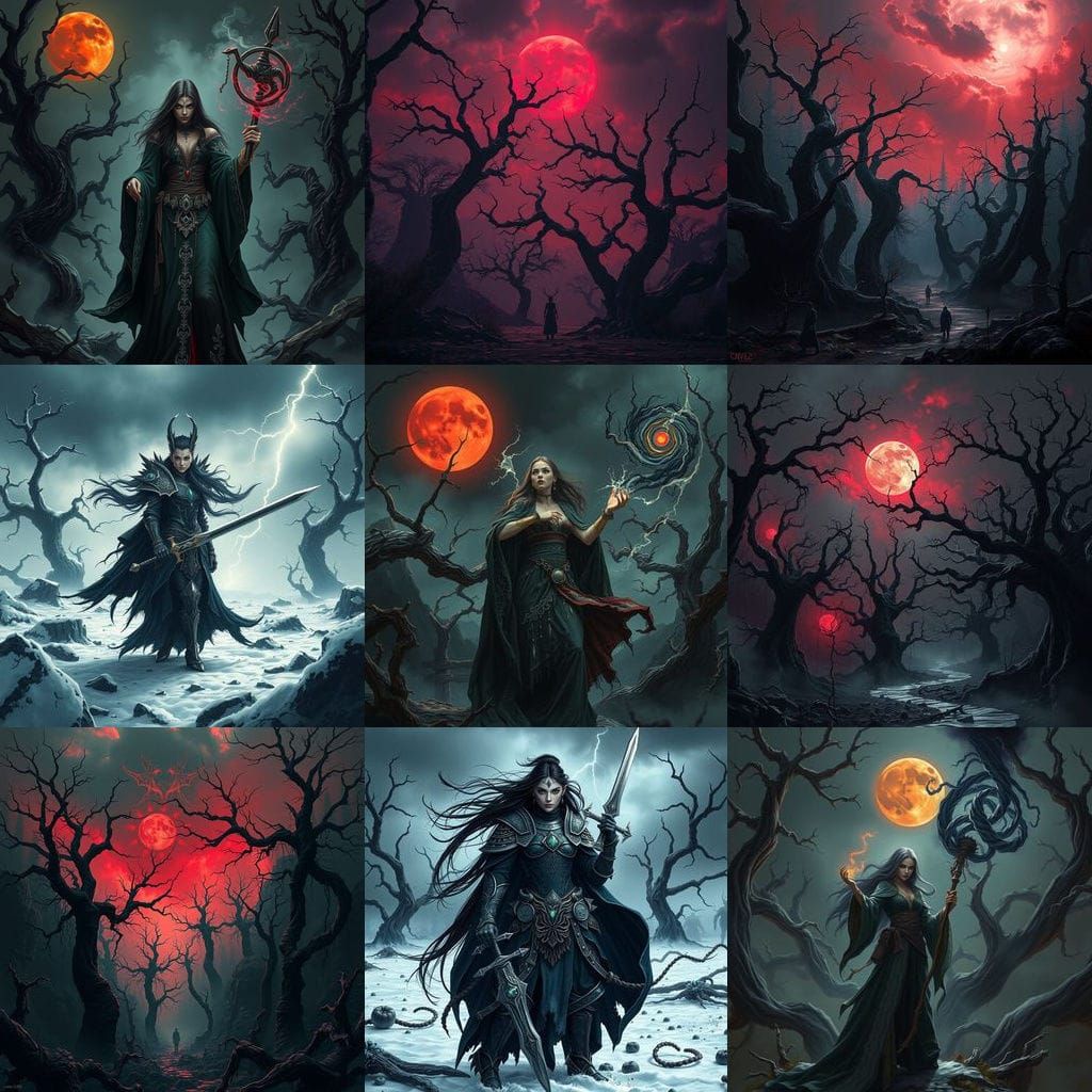 Maiden of the Red Moon in Dark Fantasy Armor