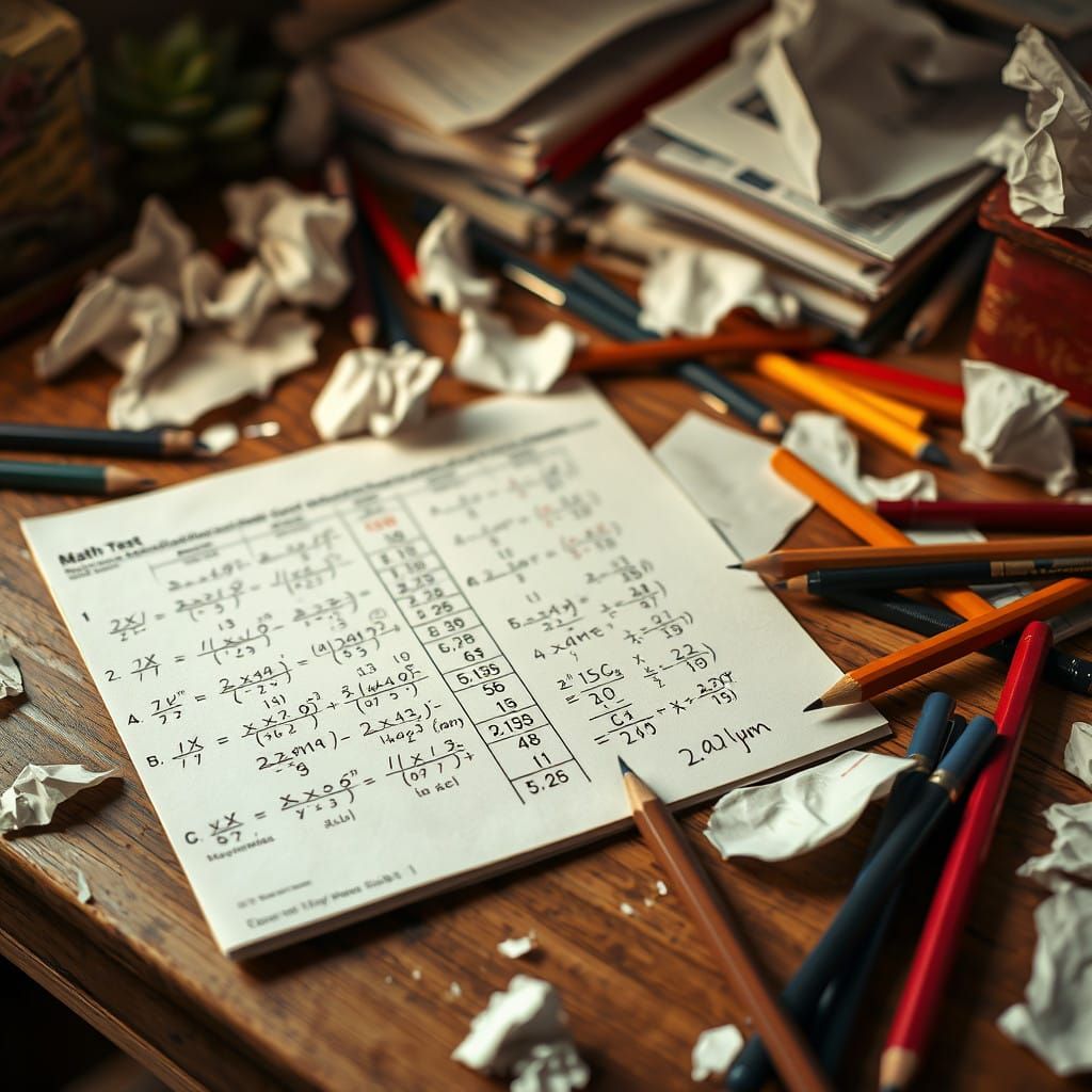 8th Grade Math Student's Desk in Impressionist Style