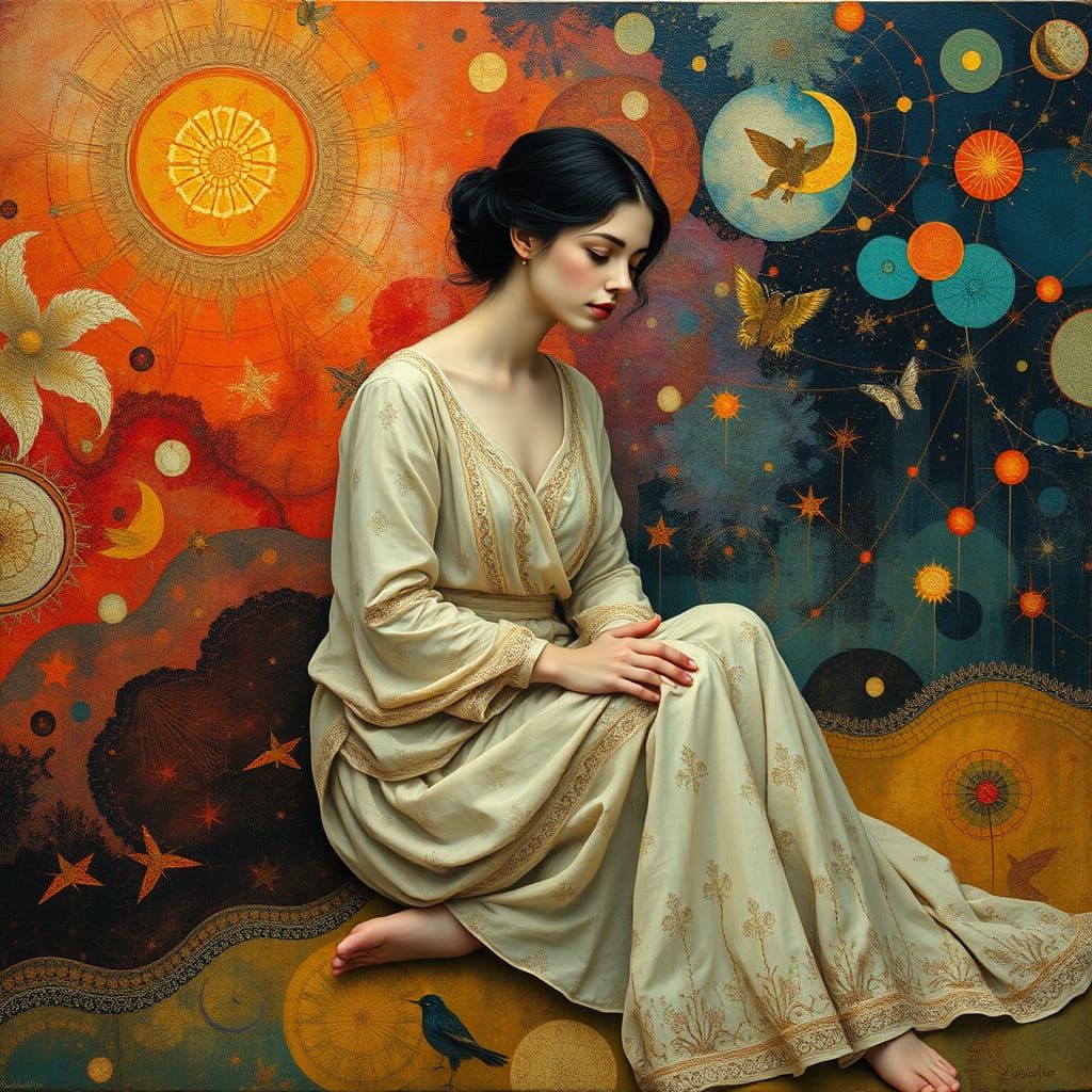 Enchanted Figure in a Dreamlike Landscape