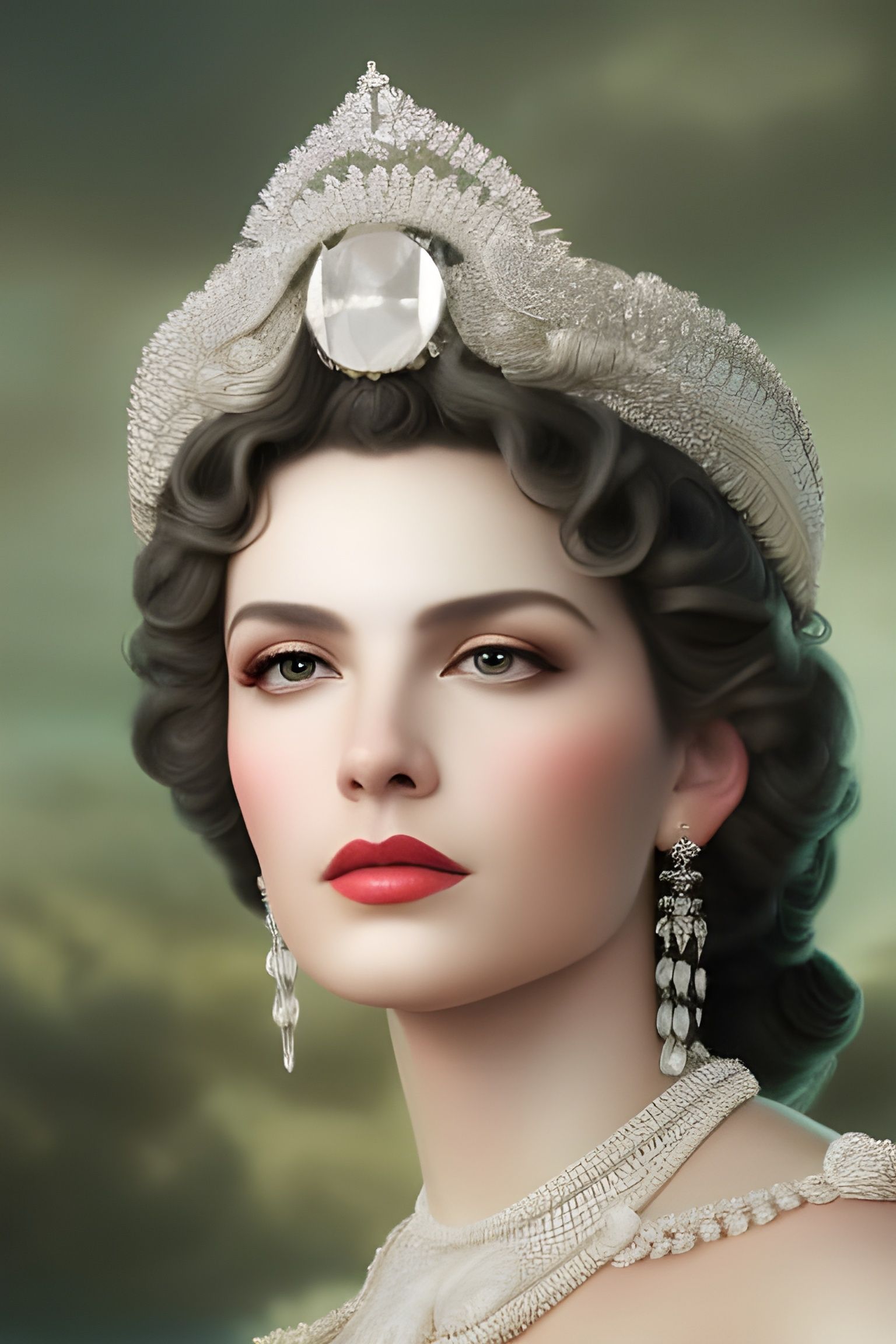 Elegant Cloud Queen Portrait in 3D Style