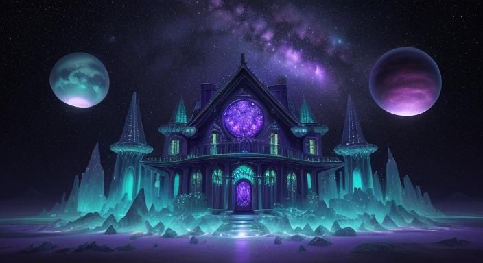 Crystal House in Astral Illustration Style
