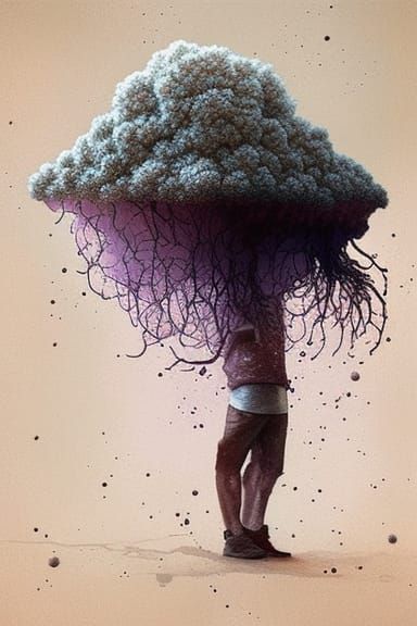 AI Mycelial Network Singularity in Watercolor Impasto