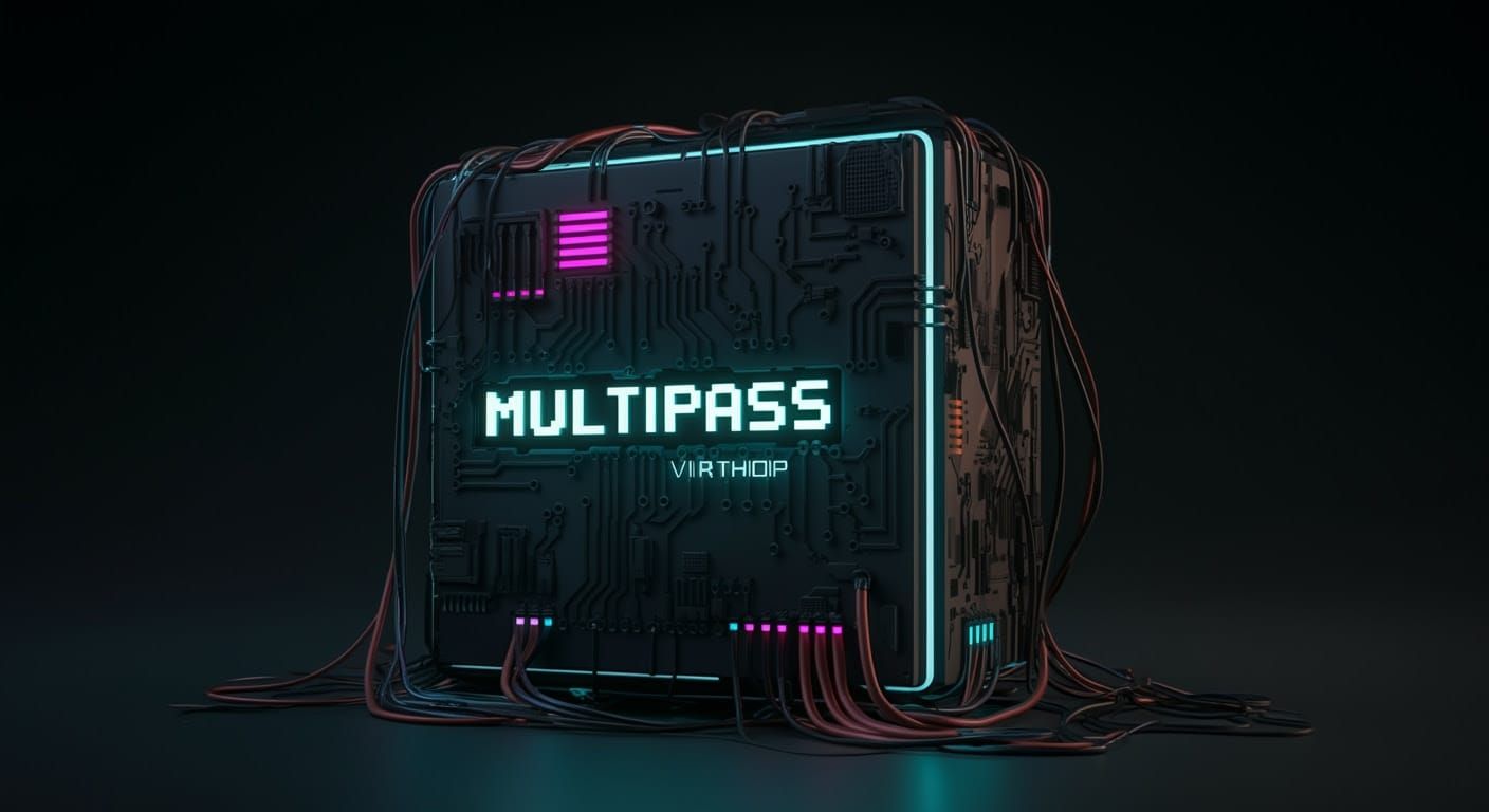 Neon Virtual Box Displaying Multipass in Cyberspace