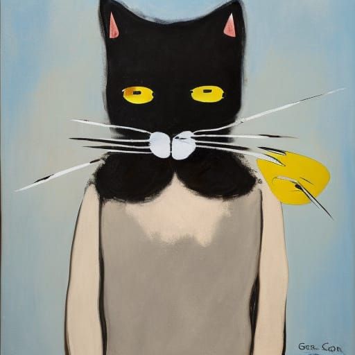 Cat Portrait in George Condo Style