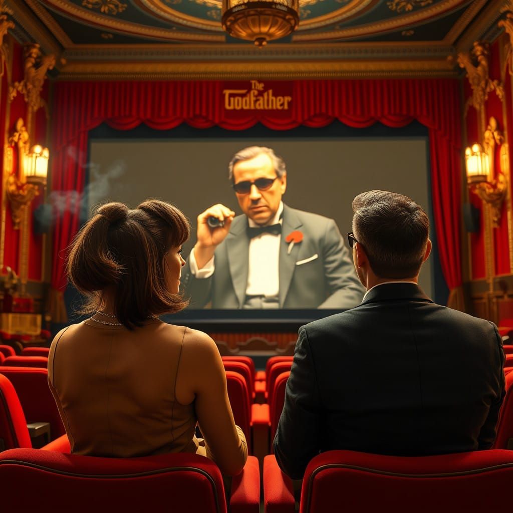 Nostalgic Cinema Scene in Golden Age Style