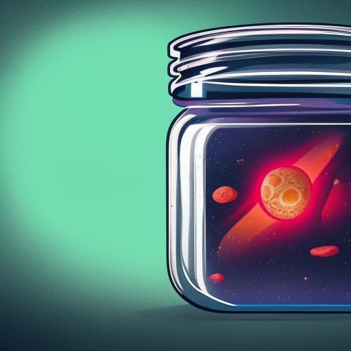 Eldritch Planet in Jar: Hyperrealistic Concept Art