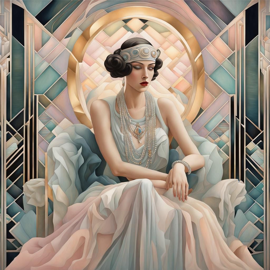 Art Deco Mythical Figure in Dreamscape