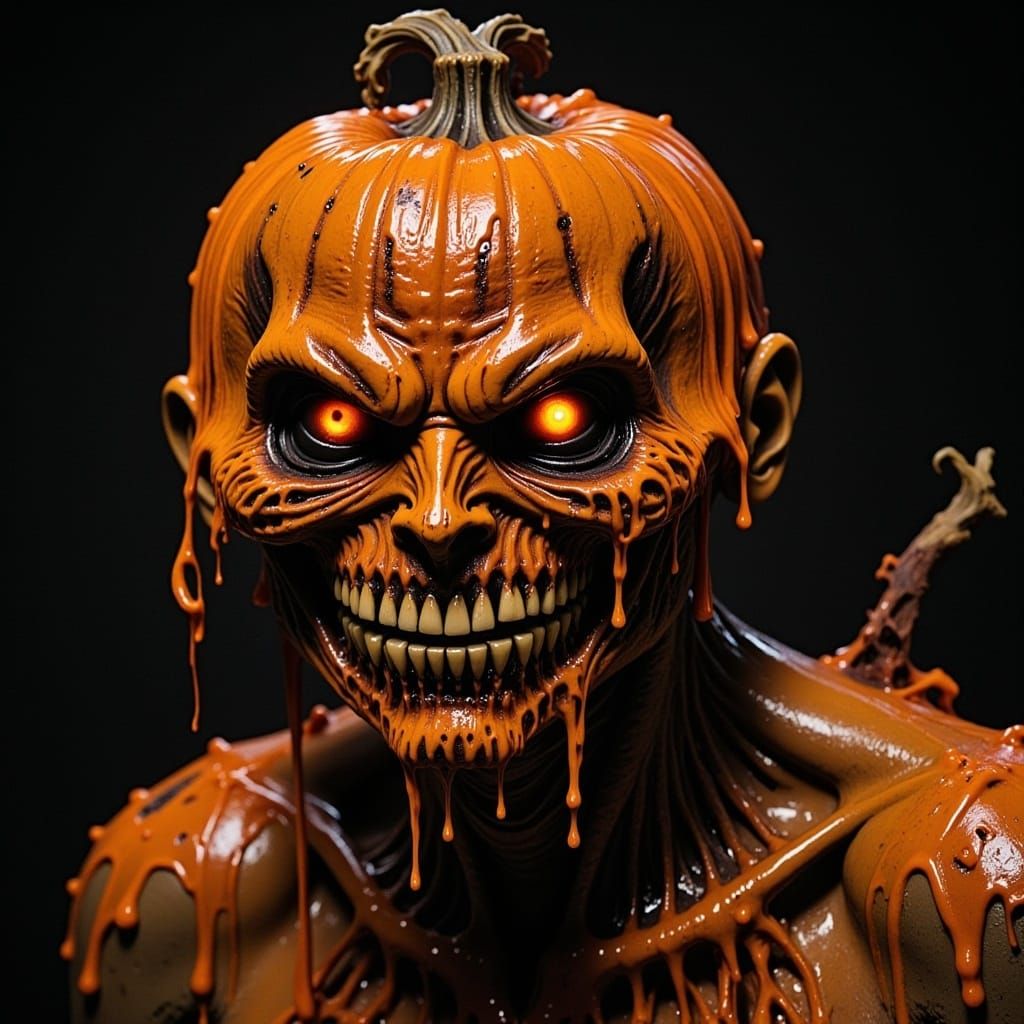 Eerie Jack-O-Lantern with Oozing Slime in Dark Style